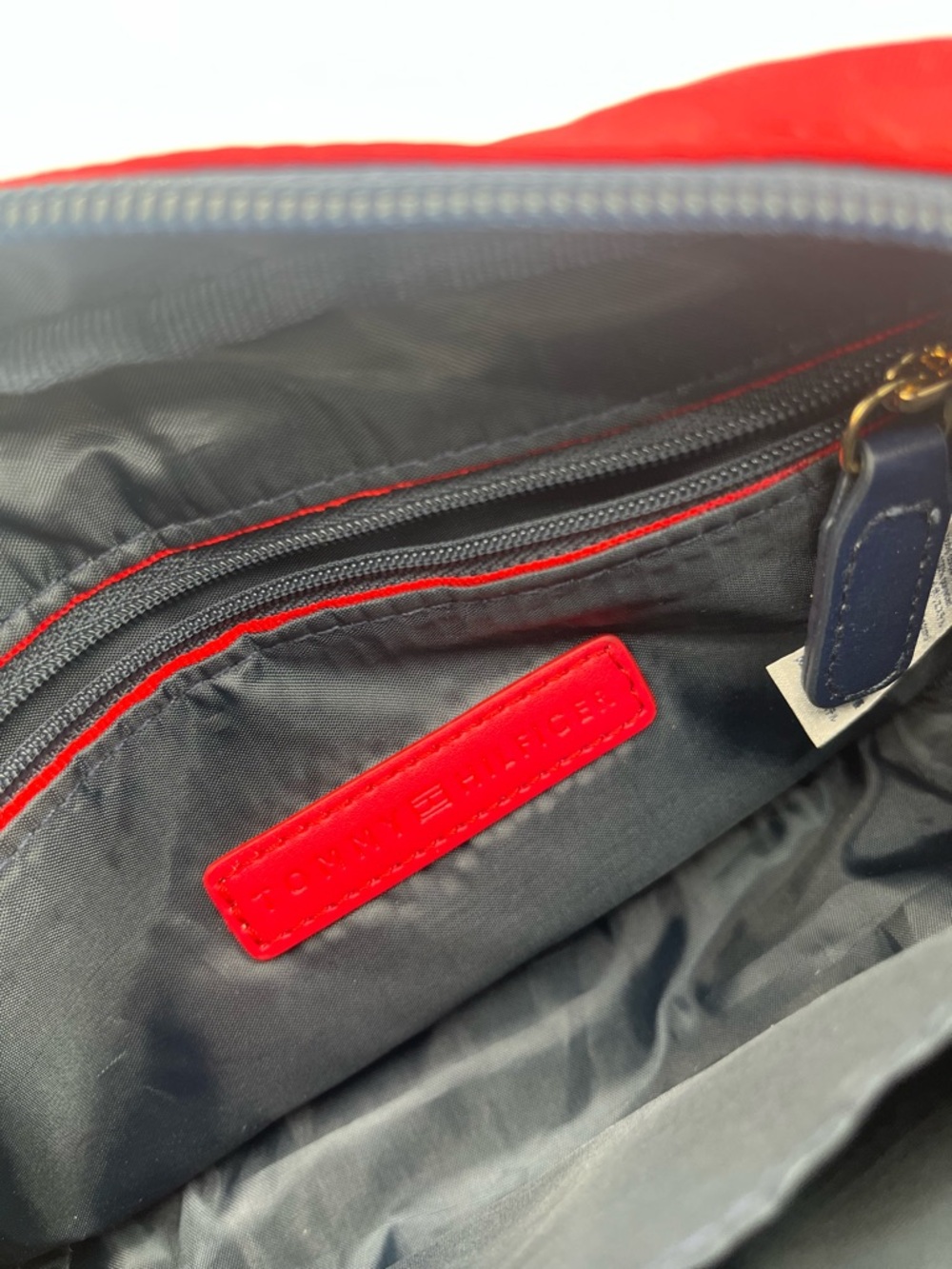Tommy Hilfiger Red Nylon Belt Bag /Crossbody with Navy Trim - Picture 7 of 10